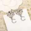 2023 Luxury quality Charm drop earring with diamond in two colors plated flower design have box stamp PS7090B