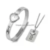 Collane con ciondolo Love Lock Set di gioielli per coppia Bracciale a cuore Collana con chiave Collana in acciaio inossidabile Regalo di San Valentino Drop Delivery Pendenti Dhinj