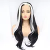 Haarteile Sylvia Schwarz Weiß Blond Synthetik Lace Front Natürliche Welle Hitzebeständige Faser Lang 230609