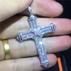 Pendentif croix longue de luxe AAAAA cz argent couleur fête mariage croix pendentif necalace pour femmes hommes bijoux Vintage