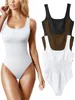 Kvinnor Jumpsuits Rompers Ribbed Sticked ärmlös bodysuit Solid Color Smocked Midje Bodycon Jumpsuit Casual Romper PlaySuit 230609