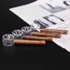 Senaste naturliga trähandtag Portable Glass Spoon Pipes Dry Herb Tobacco Filter Tips Handpipes Innovativ rökning Cigaretthållare Hand Trärör DHL