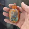 Vases Chinese Colored Glaze Inside Painting Snuff Bottle Statue Carving Gifts Vintage Carved Glass Snuffbox Flower Bird Rare