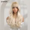 Synthetic Ombre Blonde Platinum Wigs Long Wavy Wig for Women with Bangs Party Daily Heat Resistant Fibre Hair Wigsfactory dir