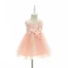 Flickaklänningar rosa bröllop Flower Baby Dress 1 2 år gammal födelsedag Formell kläder 18 månad småbarn Vestido RBF184006