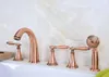 Bathroom Sink Faucets Antique Red Copper Brass Deck 5 Holes Bathtub Mixer Faucet Handheld Shower Widespread Set Basin Water Tap Atf202