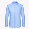 Herrklänningskjortor Windsor Collar French Cuff Dress Shirt Fashion Men's Long Sleeve Luxury Business Formal Shirts Covered Button Cufflink Shirt 230609