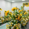 Fleurs décoratives tournesol mariage Floral Rose artificielle rangée tenture murale coin R toile de fond scène déco route plomb fleur boule