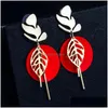 Charm New Bohemia Round Hoop Leaf Dangle Earrings For Women Girls Colorf Metal Charms Drop Earring Summer Beach Jewelry Party Gifts D Dh6Ny