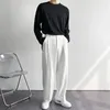 Pantalones de hombre blanco sólido traje de pierna ancha para hombre Casual 2023 marca de moda pantalones masculinos holgado estilo coreano ropa