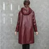 Giacca in vera pelle da donna 2023 Giacca da donna in pelle di pecora Primavera allentata Casual Vino rosso Trench a maniche lunghe con cappuccio di media lunghezza