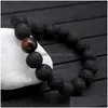 Perlé Est Design Haute Qualité Bijoux En Pierre De Lave Noire Perles De Roche Charmes Stretch Energy Yoga Cadeau Romantique Couple Amoureux Bracelets D Dhz0S