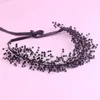 Hårklipp handgjorda svarta kristallpärlor kvinnor tiaror och kronor bröllop band pekband brudstycke för prom -tävlingstillbehör