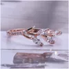 Band Rings Leaf Form Cubic Zircon Högkvalitativ fingerring för kvinnor Fashion Jewelry Party Gifts grossist Drop Delivery DH3VP