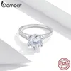 Anillos de boda 3CT 925 Anillo de compromiso de plata esterlina Corte redondo Cubic Zirconia Love Forever Band para mujeres SCR342 230609