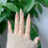 False Nails 24Pcs Daisy Colored Wavy Pattern Wearable Nail Art Detachable Almond Shape Finished Press On With Glue