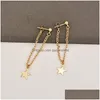 Stud Tassel Gold Color Star Design Chain Angle Long Earrings Statement Dangle For Party Jewelry Wholesale Drop Delivery Dhr7K