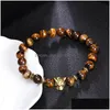 Beaded 8Mm Tiger Eye Beads Bracelet Fashion Jewelry Wholesale Natural Stone With Buddha Charm Men Bracelets Bangle Drop Delivery Dh7Zo