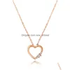 Anhänger Halsketten Elegante Hohle Herz Zirkonia Rose Gold Überzogene Halskette Für Frauen Choker Hohe Qualität Schmuck Drop D Dhigu