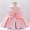 Sukienki dla dziewczynek letni kołnierz do lalki cekin 1 rok ubiór urodzinowy dla dzieci Ostroć Chrzci Bow Księżniczka Pink Party White Costume