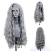 Lace Wigs Charisma Sliver Grey Synthetic Front Wig With Natural Hairline Water Wave High Temperature Hair For Black Women 230609