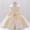 Fille Robes D'été Poupée Col Sequin1 Année Bébé Anniversaire Robe Pour Enfants Vêtements Baptême Arc Princesse Rose Parti Blanc Costume