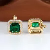 Orecchini a cerchio Luxury Female Green Zircon Cute Crystal Stone Boho Color oro Piccolo matrimonio per le donne