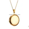 Pendant Necklaces Womens Circle Locket Necklace Stainless Steel Po Opens For Keepsake Storage In Gold Sier Stylish Jewelry Accessory Dhd6X