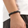 Doppellagiges Naturstein-Lederarmband, Schmuck für Männer, Geschenk