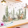 Switch Stickers Large Forest Animals Deer Bear Wall for Kids Rooms Nursery Decals Boys Room decoration Cartoon Trees Mural 230609