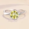 S925 Sterling Silver 1ct Colorful Treasure d Moissanite Zircon Wedding Rings Women's Twisted Arm Snowflake Style Supply