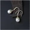 Urok New Crystal Cyrron Dangle Earring Białe Pearl Hook Kolczyki dla kobiet Lady Girl