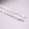 سلاسل حقيقية S925 Sterling Silver Necklace 6.0 مم سلسلة ارتباط الكابل 19.7 بوصة ختم