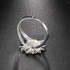 Cluster Rings Delicate Sunflower For Women Silver Color Metal Knuckle Accessories Ladies Ring Retro Fashion Jewelry Wholesale DZR034