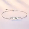 Link Bracelets S925 Silver Plated Crystal Star Charm &Bangle For Women Girls Elegant Birthday Wedding Party Jewelry Sl459