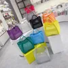 Förvaringspåsar kvinnors gelé färg tygväska stor handväska picknick shopping korg mjuk silikon strand tvätt badkorgar ihåliga