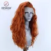 Haarstukjes Ginger13x4 Synthetisch Lace Front Hittebestendig Lang Rood Roze Diepe Golf Kinky Krullend Drag Queen Cosplay Dagelijks voor Vrouwen 230609