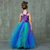 Girl's Dresses Flower Princess Peacock Costume for Girls Wedding Birthday Party Tutu Dress Kids Pageant Ball Gown Feathers Girl Tulle Dresses 230609