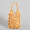 Evening Bags Fashion Hollow Beading Women Handbags Designer Wooden Shoulder Casual Fishnet Summer Beach Small Tote Bag Bali Purses 2023