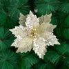 Decorative Flowers 20cm Simulated Golden Christmas Flower 25cm Gildeds Flannelette Gauzes Tree Cuttings Diy