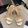 Summer Classic High Heel Sandals Designer Sexig High Heel Shoes 7cm Women's Metal Belt Buckle Thick Heel Women's Shoes