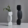 Vazolar Modern Minimalist Vazo Dekorasyonu Ev Çiçek Düzenleme Oturma Odası Flowerpot İskandinav Dekor Siyah Sanat Süsleri 230609