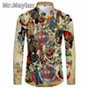 Men's Casual Shirts Funny Circus Clown 3D Shirt Hawaii Men Spring Long Sleeve Oversized 5XL Camisas Masculinas955 230609