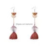 Dangle Chandelier Geometry Acrylic Long Feather Arrings Bohemian Colorf arring tassel for Women 6 Colour