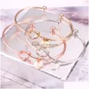 Bangle 26 Letter Rose Gold Sier Love Knot Bracelet Girl Will You Be My Bridesmaid Jewelry Personality Round Pendant Chain Drop Deliv Dhgba