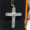 Pendentif croix longue de luxe AAAAA cz argent couleur fête mariage croix pendentif necalace pour femmes hommes bijoux Vintage