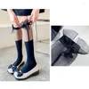 Women Socks Sweet Ribbon Bows Summer Thin Stockings Female Girl JK Mesh Transparent Breathable Long Tube Lolita Lace Calf Sock