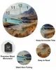 Wall Clocks Mountains Clouds Stones Oil Painting Luminous Pointer Clock Home Ornaments Round Silent Living Room Office Decor