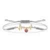 Charm Bracelets Cubic Zirconia Crystal ECG Heart Bracelet Women 2023 Fashion CZ Stones Electrocardiogram Red String Jewelry Gift