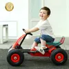 Coche de pedales para niños, 4 neumáticos de goma, juguete para montar con 3 asientos ajustables, color rojo y azul, Go-Kart para niños